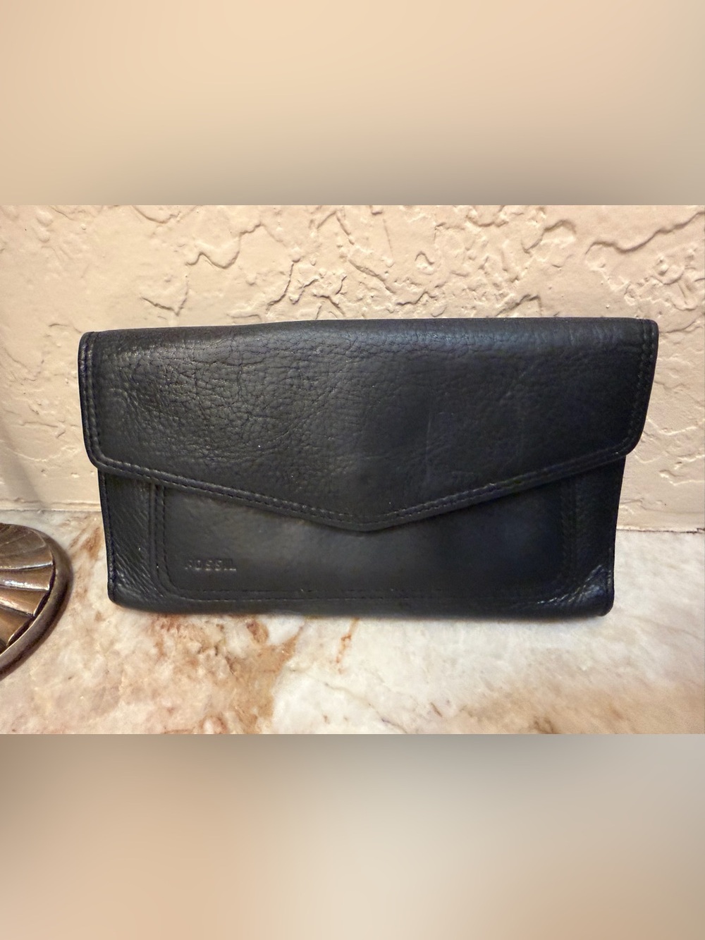 Vintage Fossil black leather wallet